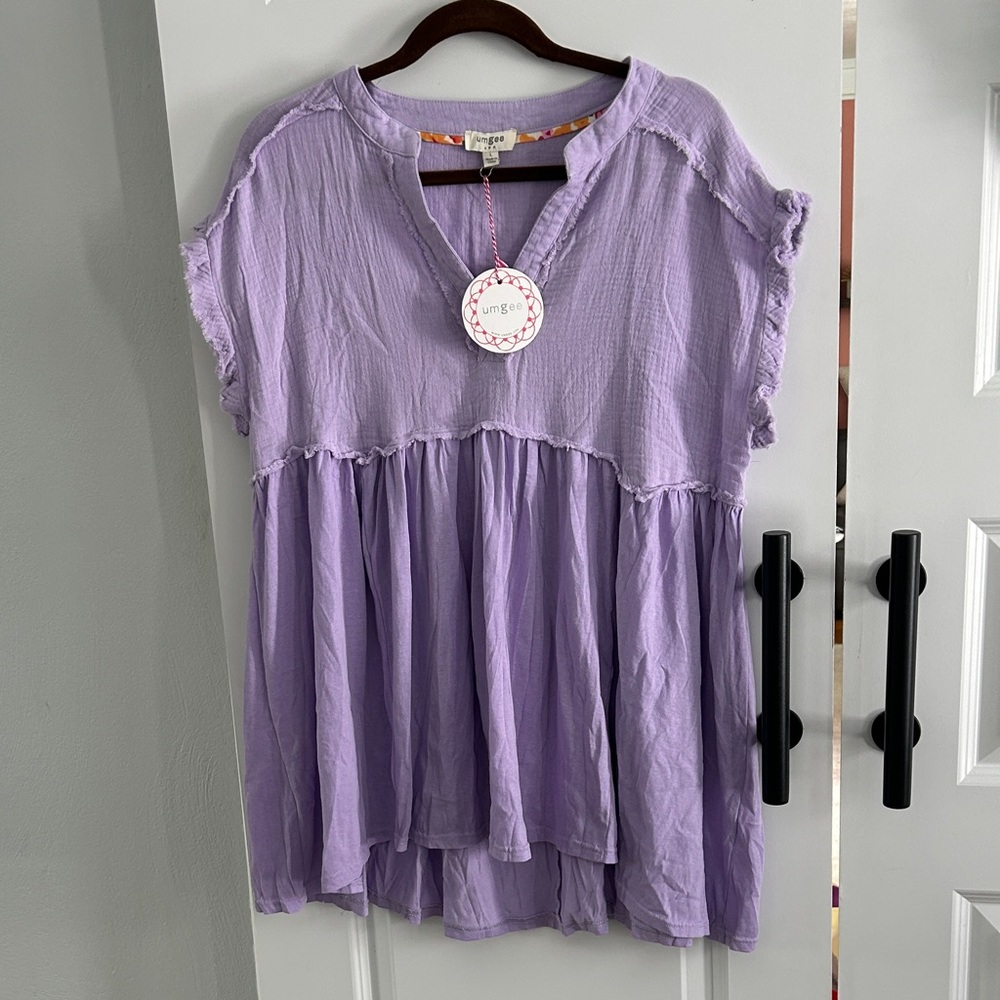 UMGEE BOHO Purple babydoll Women's Top size large